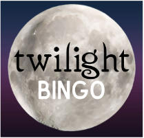 A digital image of a full moon with the words Twilight Bingo in the middle.