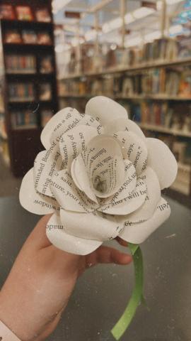 Rose made from book pages