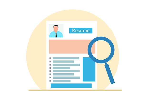 graphic representing someone reviewing a resume