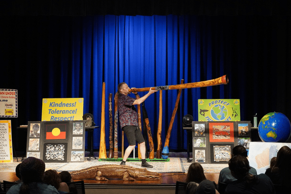 Rob Thomas from Didgeridoo Down Under playing a didgeridoo 